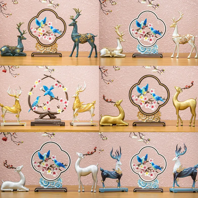 

Modern Resin Deer Figurines Decoration Home Livingroom Table Furnishing Crafts Hotel Office Desktop Accessories Ornaments Decor