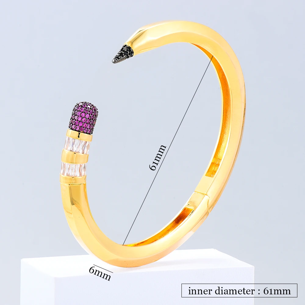 missvikki Original Mix Match Pencil Stackable Bangle For Women Bridal Wedding Cubic Zircon Open Dubai Bracelet Party Jewelry 6