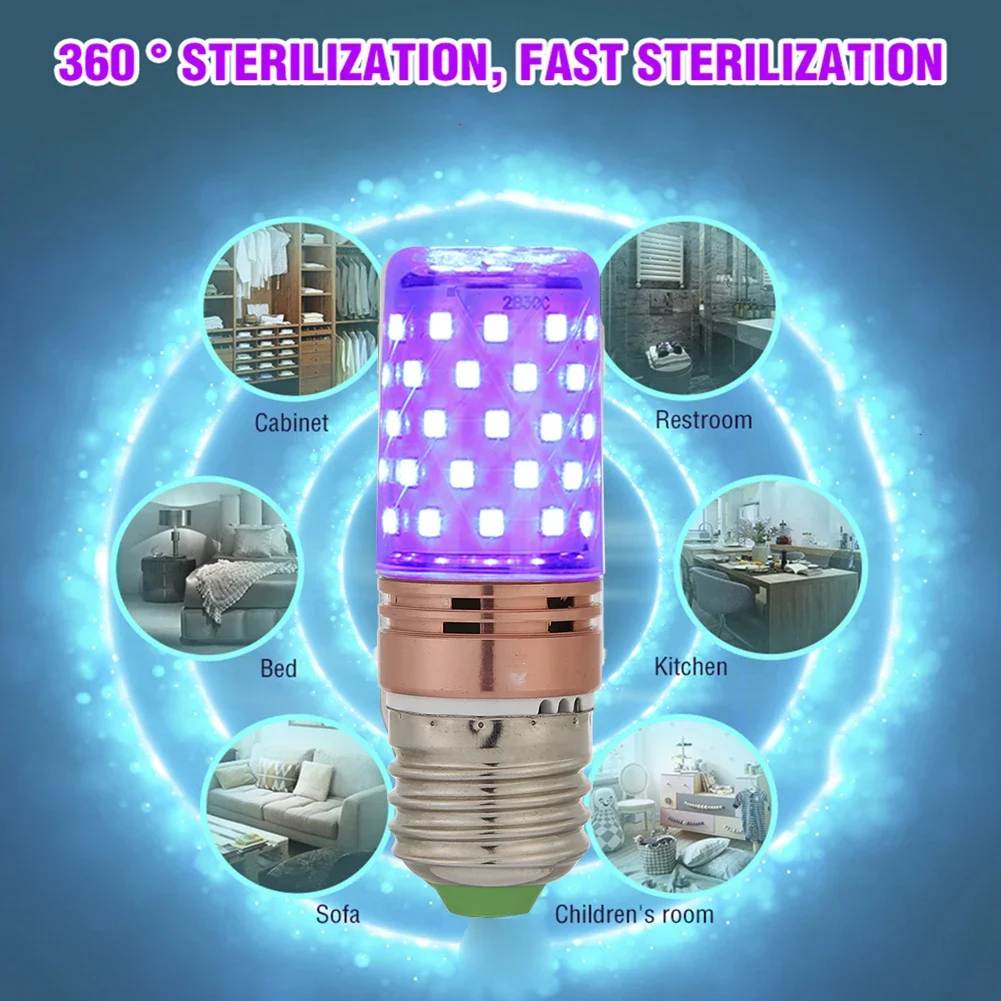 UV Disinfection Lamp Kill Dust E27 60 LED UVC Germicidal