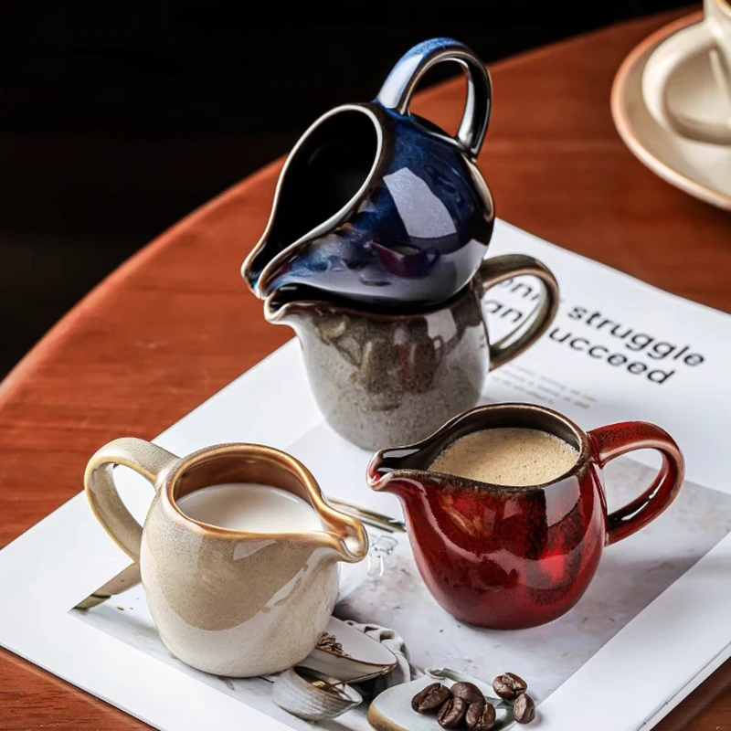 3oz Small Ceramic Milk Jug Creamer Pitcher Mini Milk Cup Cream Jug Kitchen Gravy Boat Sauce Container Barista Coffee Accessories