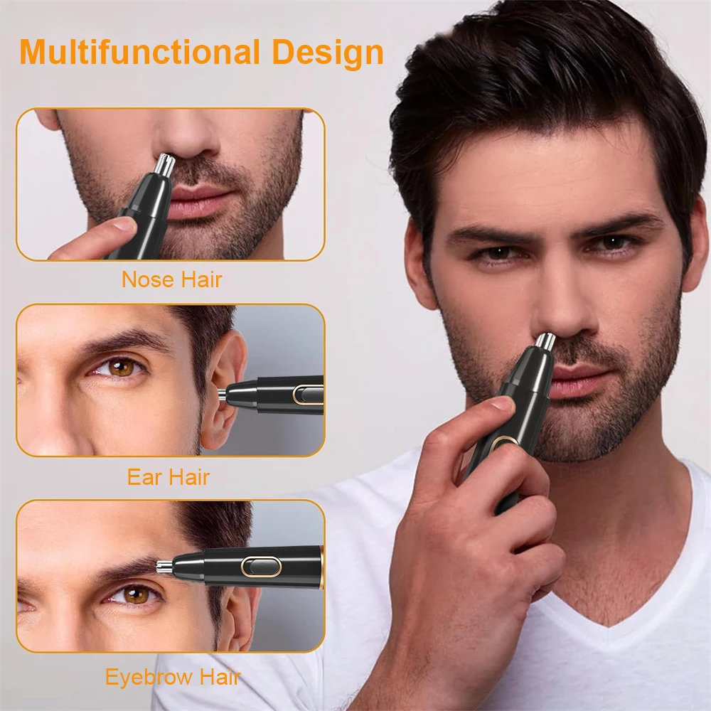 Electric Nose Hair Trimmer for Men Painless Ear Nose Hair Clean Clipper Rechargeable Washable Mini Removal Shaver