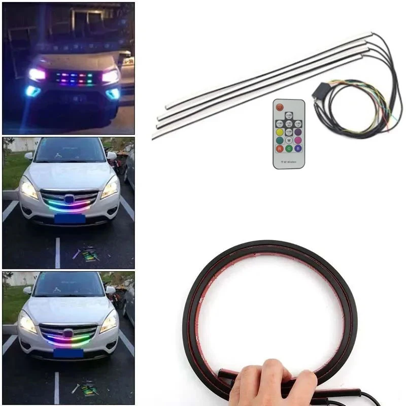 4 In 1 Rgb Knight Rider Light Rider Scanner Lampeggiante Colorato Auto Griglia Centrale Luci Strisce Telecomando Spia Di Segnalazione