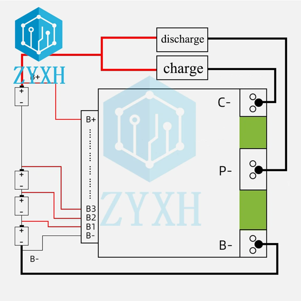 BMS 16S 48V 35A Li-ion avec équilibre pour batterie 16 cellules