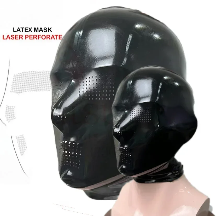 コスプレ　ラバーフルフェイスマスク　ラテックスブラック２XL Amazon.co.jp: ラテックスフードフルカバーラバーマスク口付き