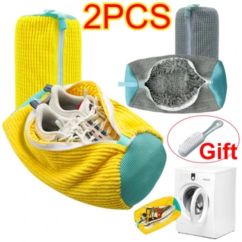 2 pezzi borsa per lavare le scarpe lavatrice borse per bucato con chiusura a cerniera scarpe borsa per la pulizia scarpe bucato fibre soffici scarpe da ginnastica 1