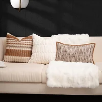 High End Luxury Cushion Cover, Soft Brown Hand Woven Pillow Cover Decorating Living Room Sofa 2