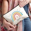 Love Rainbow Letter Cosmetic Bag Customize Name Canvas Zipper Pouch Lipstick Perfume Makeup Bags Pencil Case Teacher Bride Gift 3