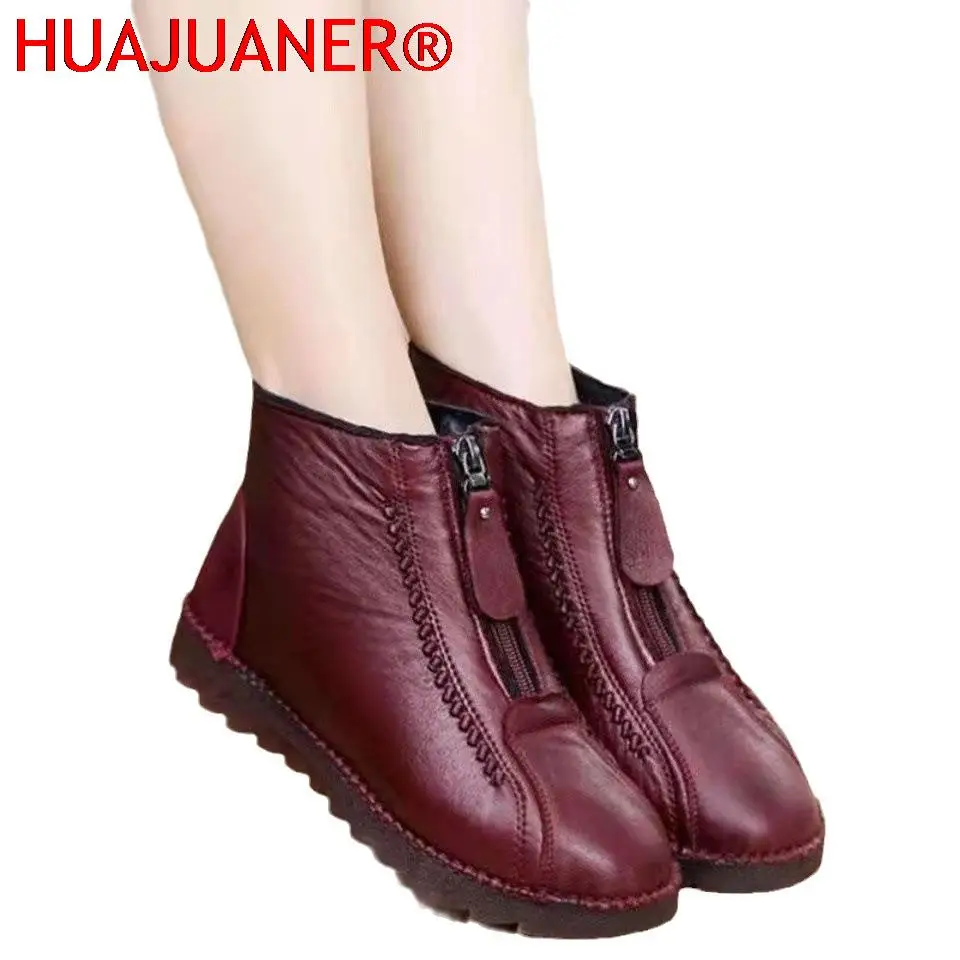 

Зимняя обувь из хлопка, женская теплая обувь на плоской подошве с бархатной подкладкой, водонепроницаемые Нескользящие толстые зимние ботинки, кожаные ботинки, женские ботинки, размер 41