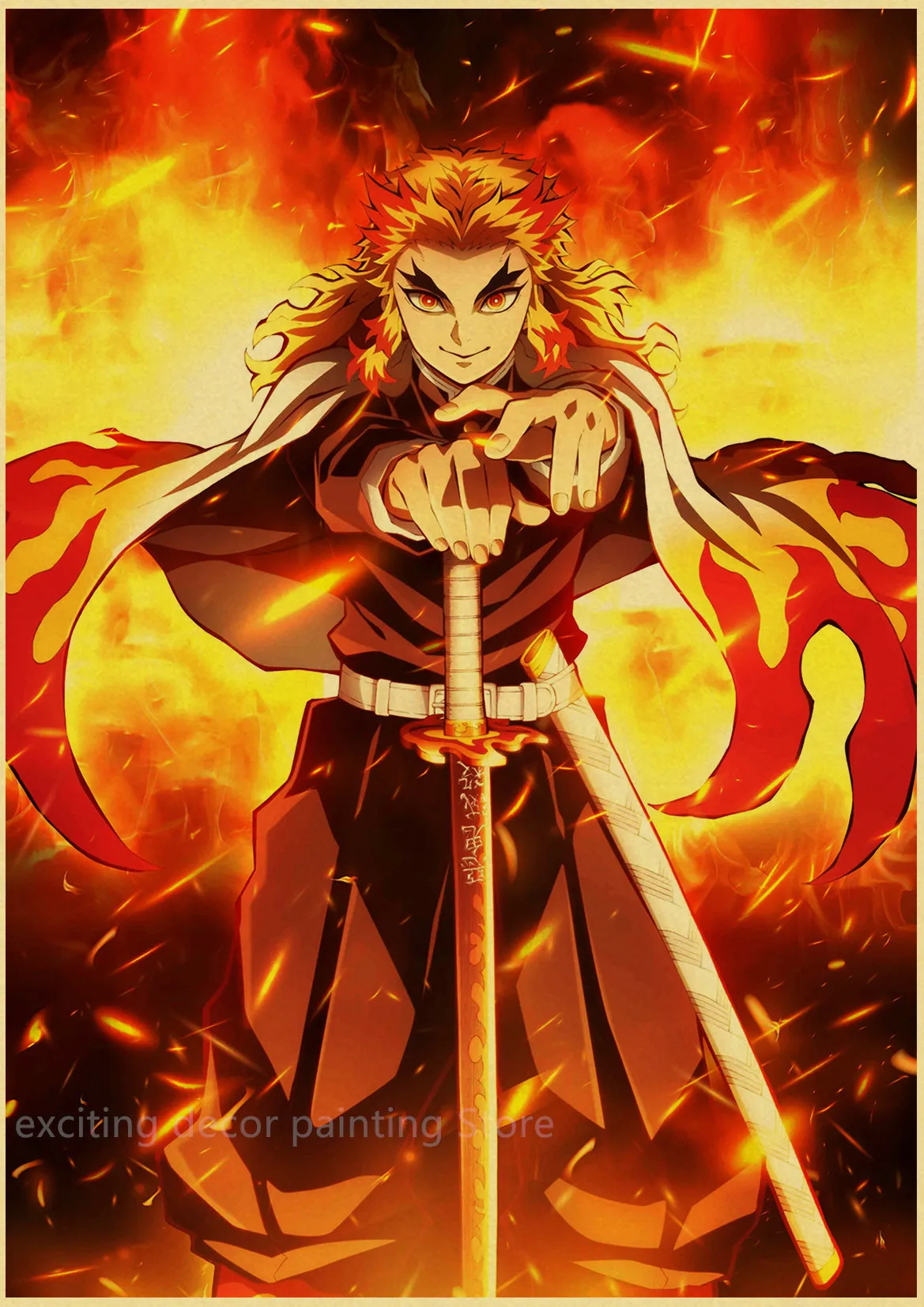 Anime Demon Slayer Corps Tanjiro Muzan Kibutsuji Demon King Flame Hashira  Charming Villain Epic Fan Art Canvas Art Poster and Wall Art Picture Print  Modern Family bedroom Decor Posters 12×18inch(30×45 : 