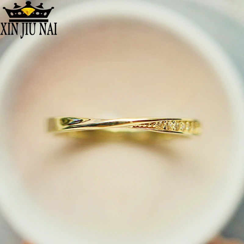 

14K Yellow Gold Female Couple Rhinestone mosaic Single Twisted Twist Twist Diamond Rings wholesale lots bulk silver 925 ring