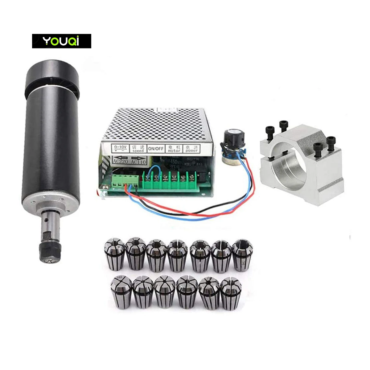 

YouQi Best Price Air Cooled ER11 52MM Spindle 500W CNC Spindle Motor Kit