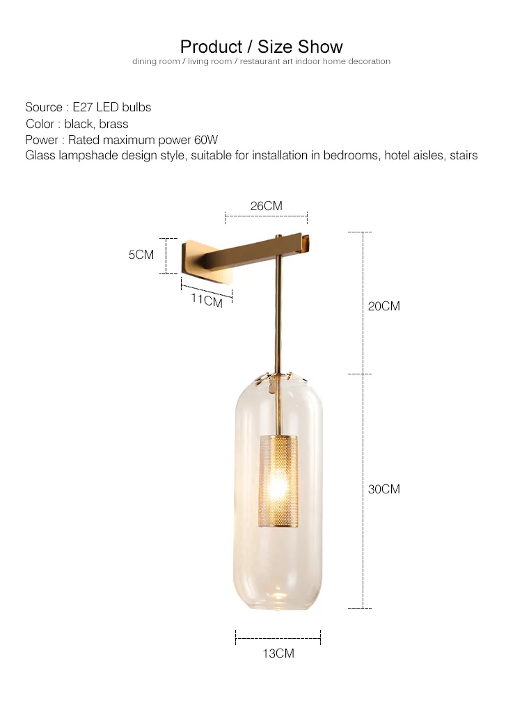 Description Picture 4 of itemModern Minimalist Led Black Wall Lights Bedroom Hotel Aisle Restaurant Staircase Wall Lamp Home Indoor Decoration Lighting Lamps