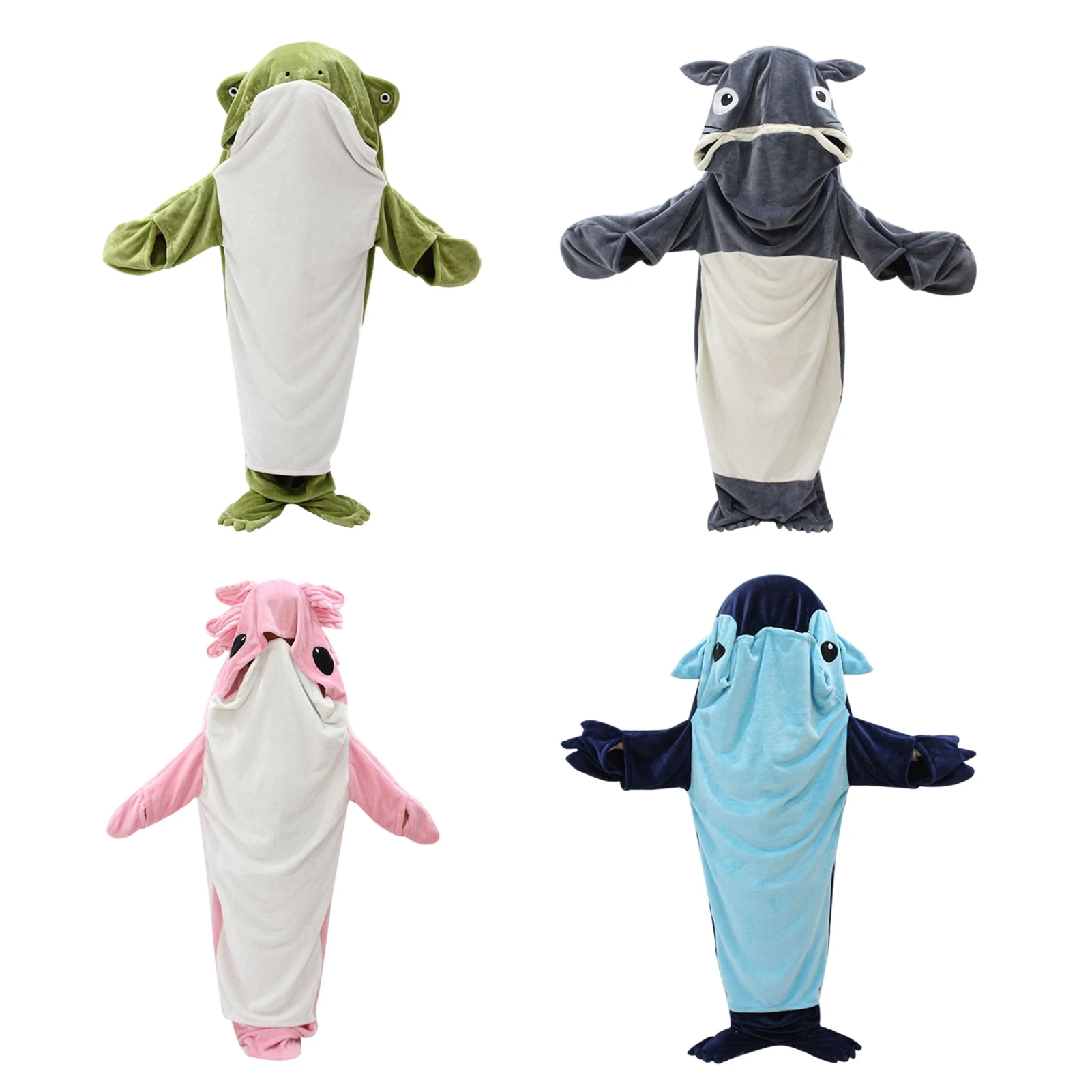 

Adult Children Shark Blanket Wearable Shark Blanket Hoodie Cartoon Animal One Piece Blanket Cute Funny Shark Flannel Hoodie Gift