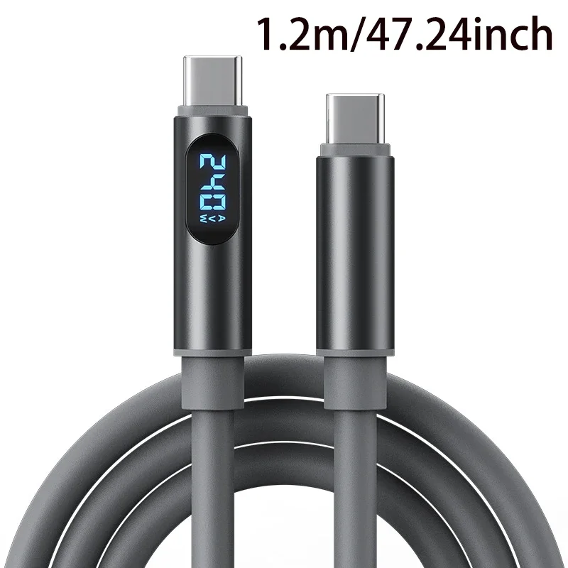 ตัวเลือกสินค้า สายชาร์จ Type-C 240W พร้อมจอพลังงาน สำหรับ iPhone 15/16/17 Samsung Huawei