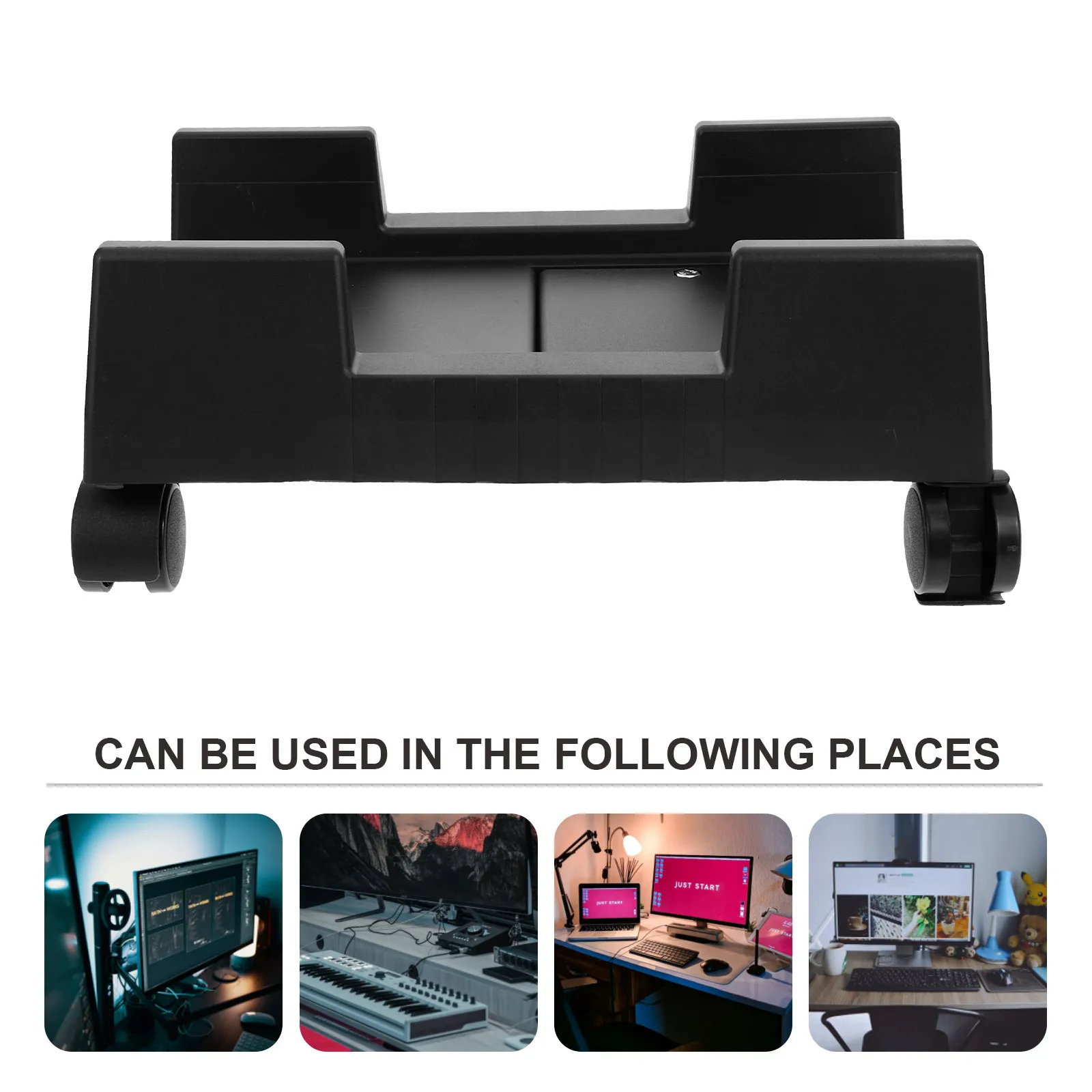 모바일 컴퓨터 타워 스탠드 플라스틱 CPU 홀더(바퀴 포함) 브레이크 디자인 이동식 데스크탑 PC 스탠드 열 방출 컴퓨터