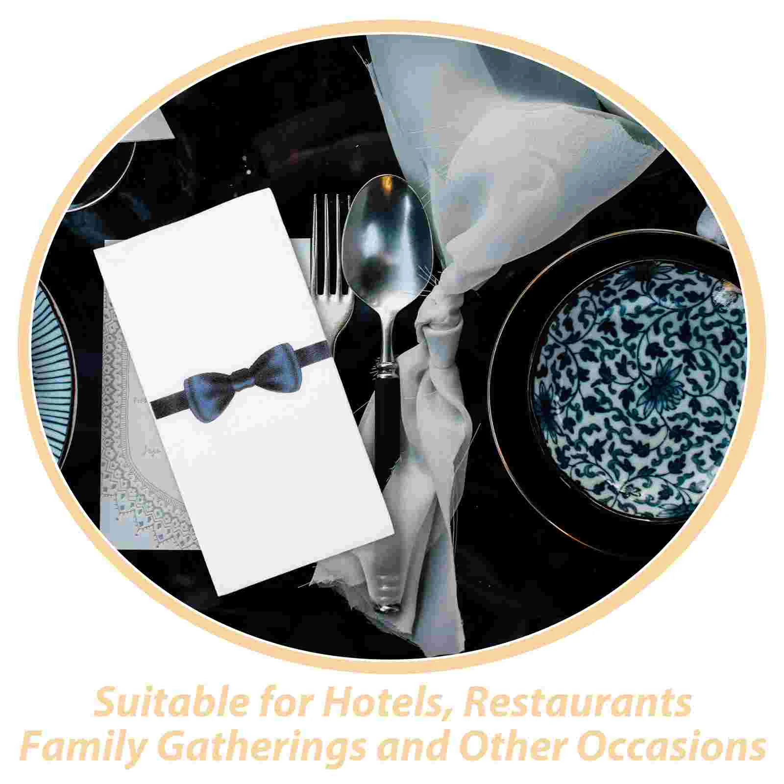 50 Pcs Knife and Fork Pad Napkin Wrapping Tableware Packing Napkins Bathroom Paper Towels Engagement Bow Tie