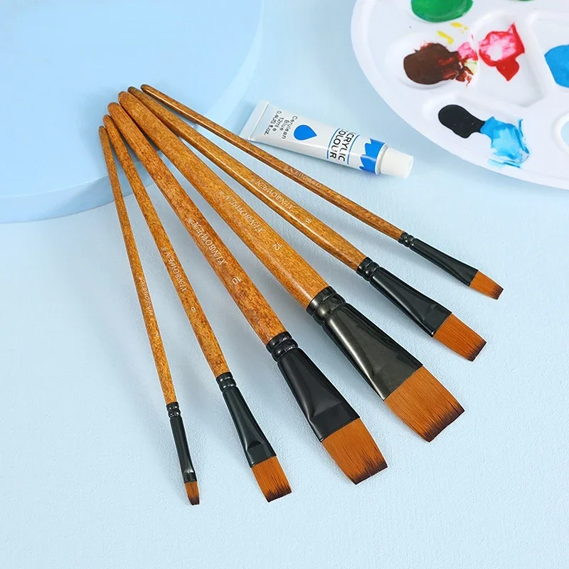 Pincel de pintura de nailon profesional, pinceles de acuarela de grano de  madera para aceite acrílico Gouache, suministros de pintura artística -  AliExpress