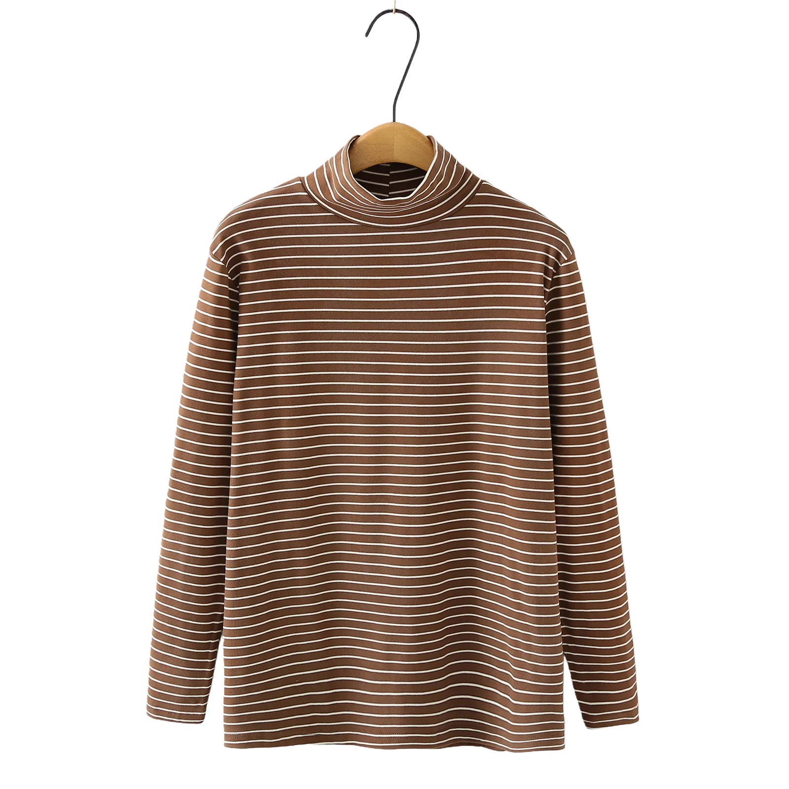 XXXXL Fashion Plus Size Women's T-Shirt Double-sided DE Velvet Warm Striped Base Tops New Autumn And Winter Style Simple 778