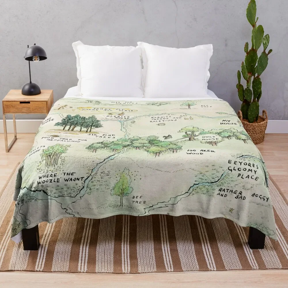 

100 Acre Wood Map by E.H. Shepard Throw Blanket Luxury St Softest Flannels Personalized Gift Blankets