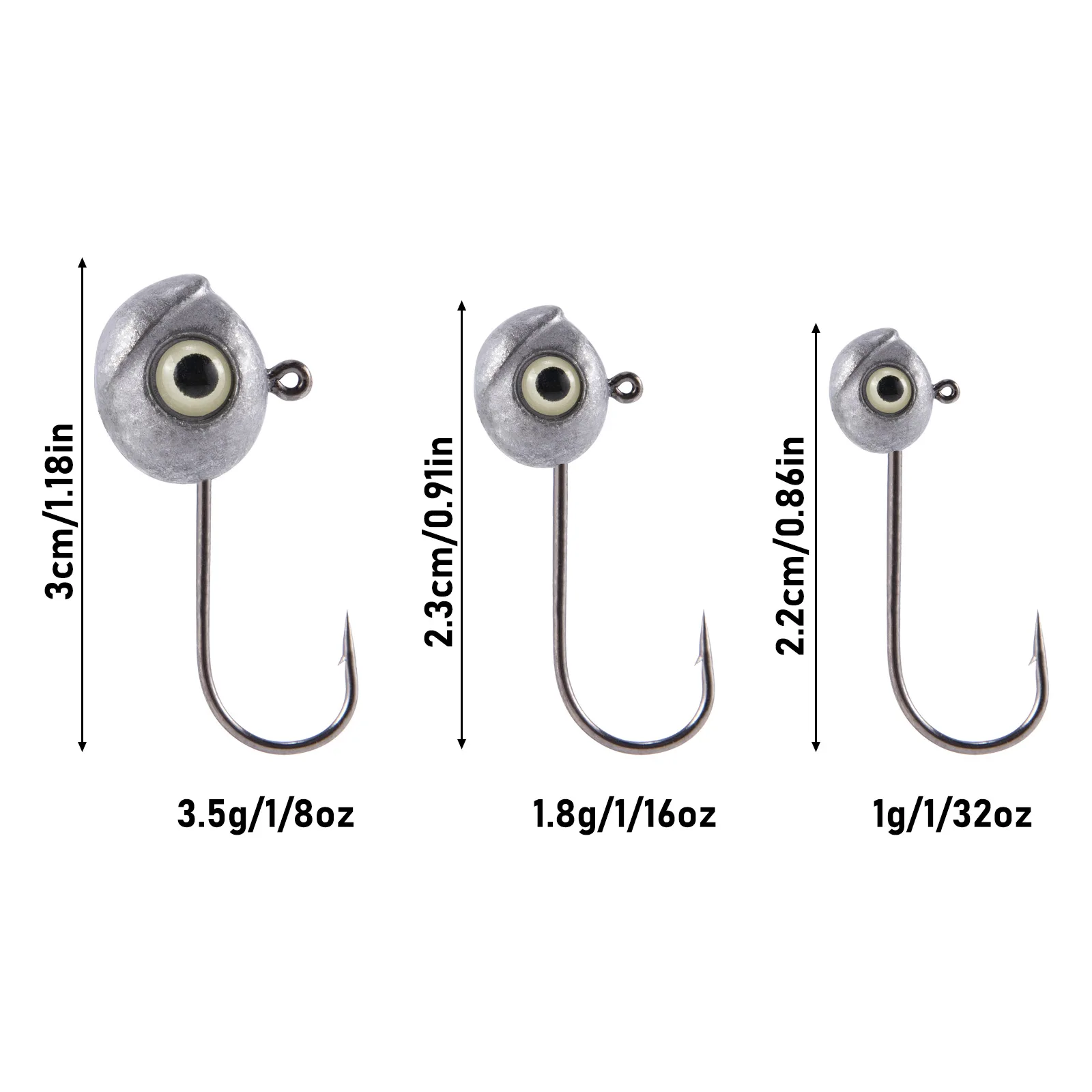 Dr.Fish 10 Pack Crappie Jig 3D Eyes Fishing Jig Head Bass Fishing Crappie  Trout Panfish Hook Lure Live Bait Plastic Freshwater 1/32oz 1/16oz 1/8oz