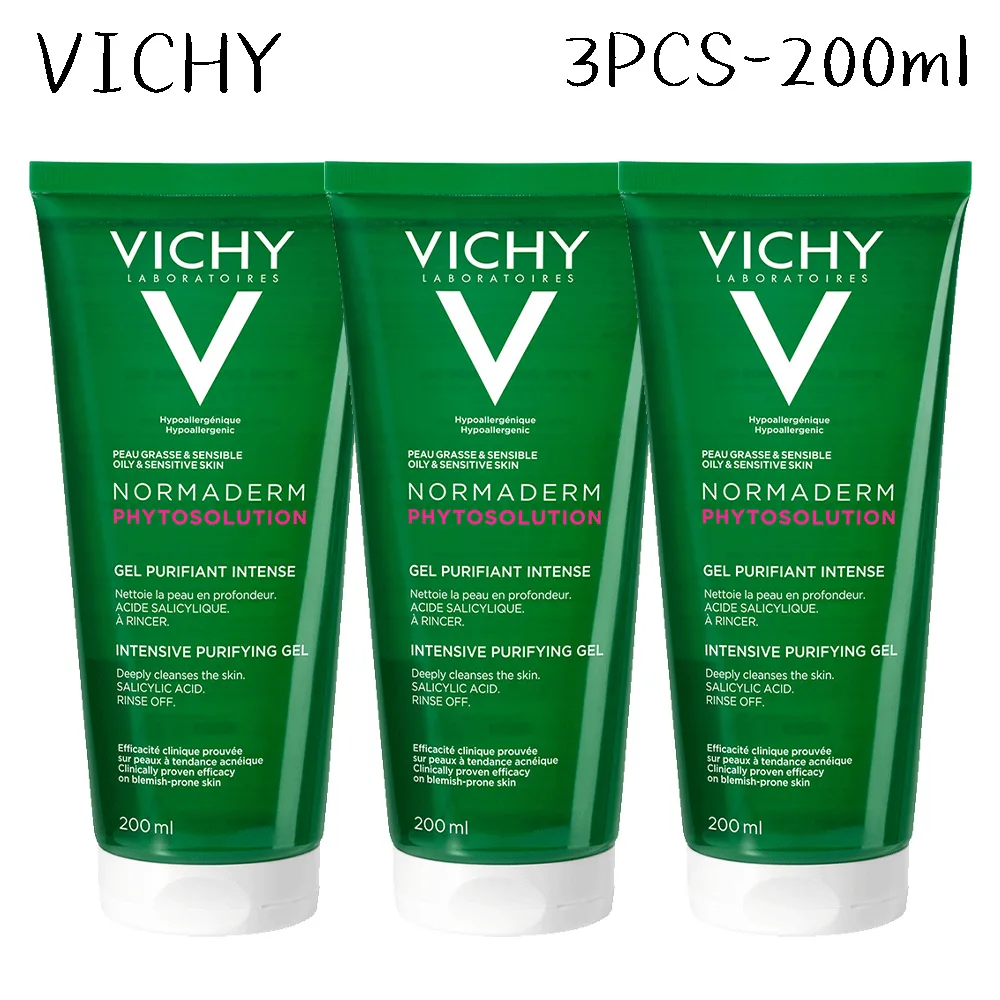 

2PCS Original Vichy Normaderm Phytosolution Cleanser Gel 200ml Purifiant Intense Deep Purification Non-Drying Reduces Defects