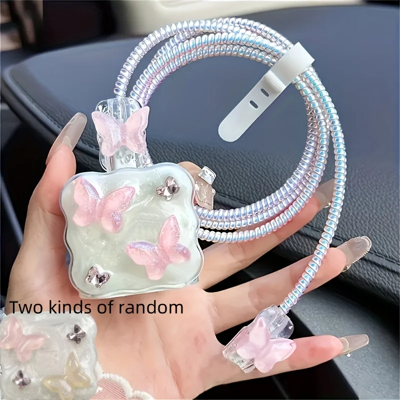 Charger Protector 5pcs Butterfly Charger Protective Case For iPhone 18W/20W Fast Charging Cable Data Anti-break Charger Protective Rope