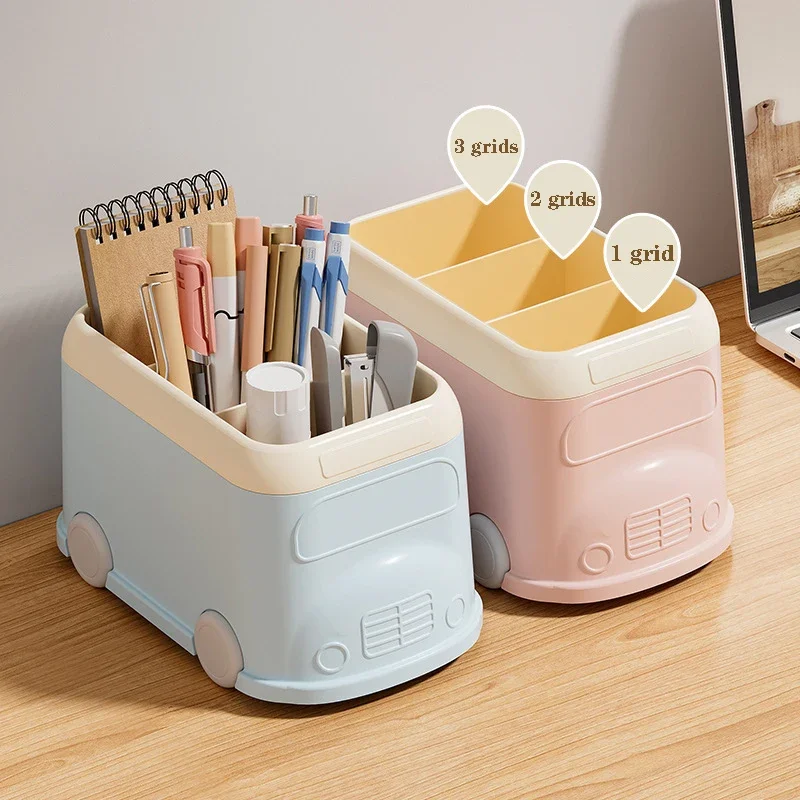 Pens Pencils Holder Office Plastic Cartoon Desk Organizer Desktop Stationery Box Desktop Pen Box Sewing Items Storage 책상 정리함