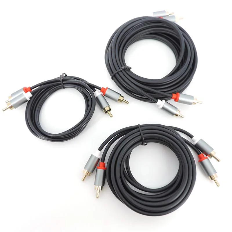 

1m 2m 3m 2 RCA Male To 2RCA Male Audio connector extend Cable Amplifier For speakers Theater DVD TV CD Soundbox Gold Plated t1
