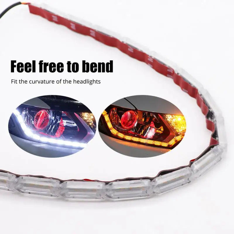 

Super Bright Led Daytime Running Lights Waterproof Flexbile Car DRL Streamer Turn Signal Lamp Auto Headlight Light Strips 12V