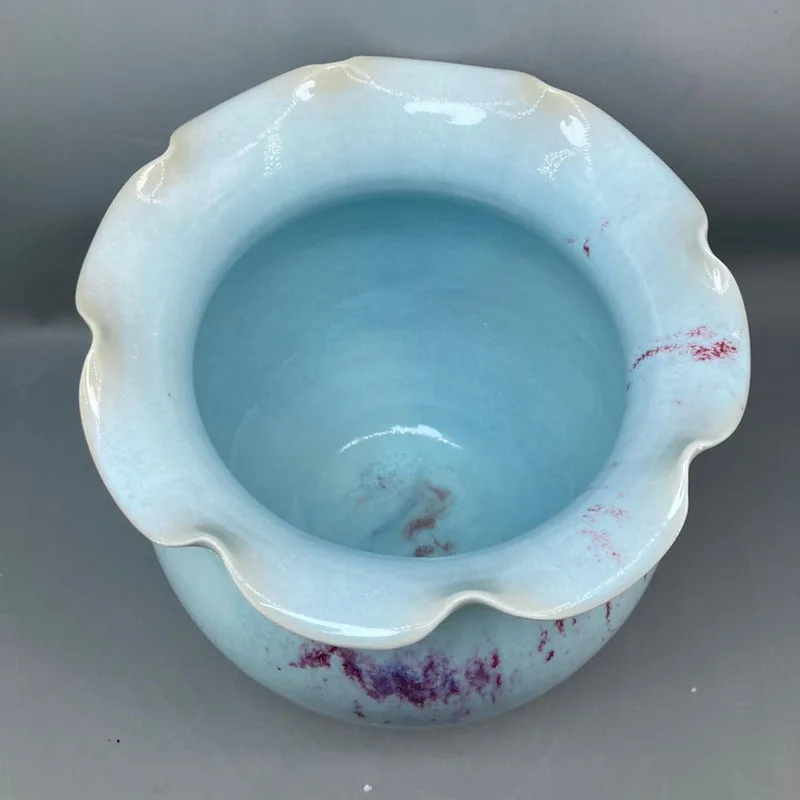 Ceramic vase Jun China decoration ice crack open pieces Purple vase with big mouth and big belly High 24 cm 6