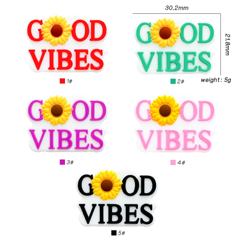 10Pcs Good Vibes Silicone Beads DIY Making Baby Toys Pacifier Chain Pendants Necklace Jewelry Accessories 6