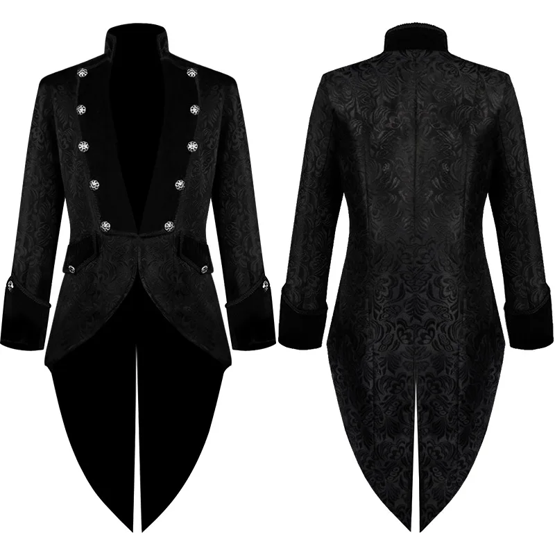 Men's Steampunk Windbreaker Vintage Prince Tuxedo Coat Medieval Renaissance Jacket Victorian Edwardian Role-playing Clothing waterproof windbreaker jacket