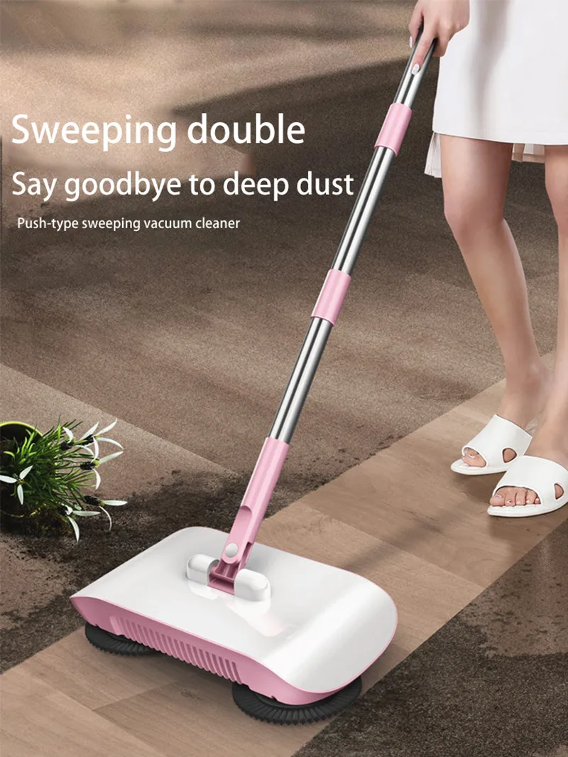 Hand Push Sweeper Magic Broom Dustpan Set Housework Cleaning Mopping All-in-one Sweeping Machine Wet and Dry Mopping Tool