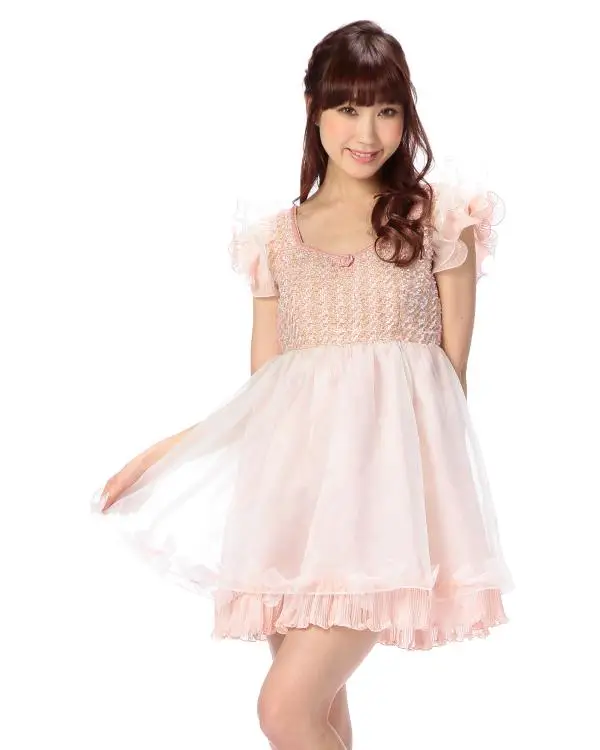 Japan Girl's Party Dress Liz Lisa Lace Mesh Organza Bow Decorated Ruffle Trim Satin Lining Woven Formal Dresses