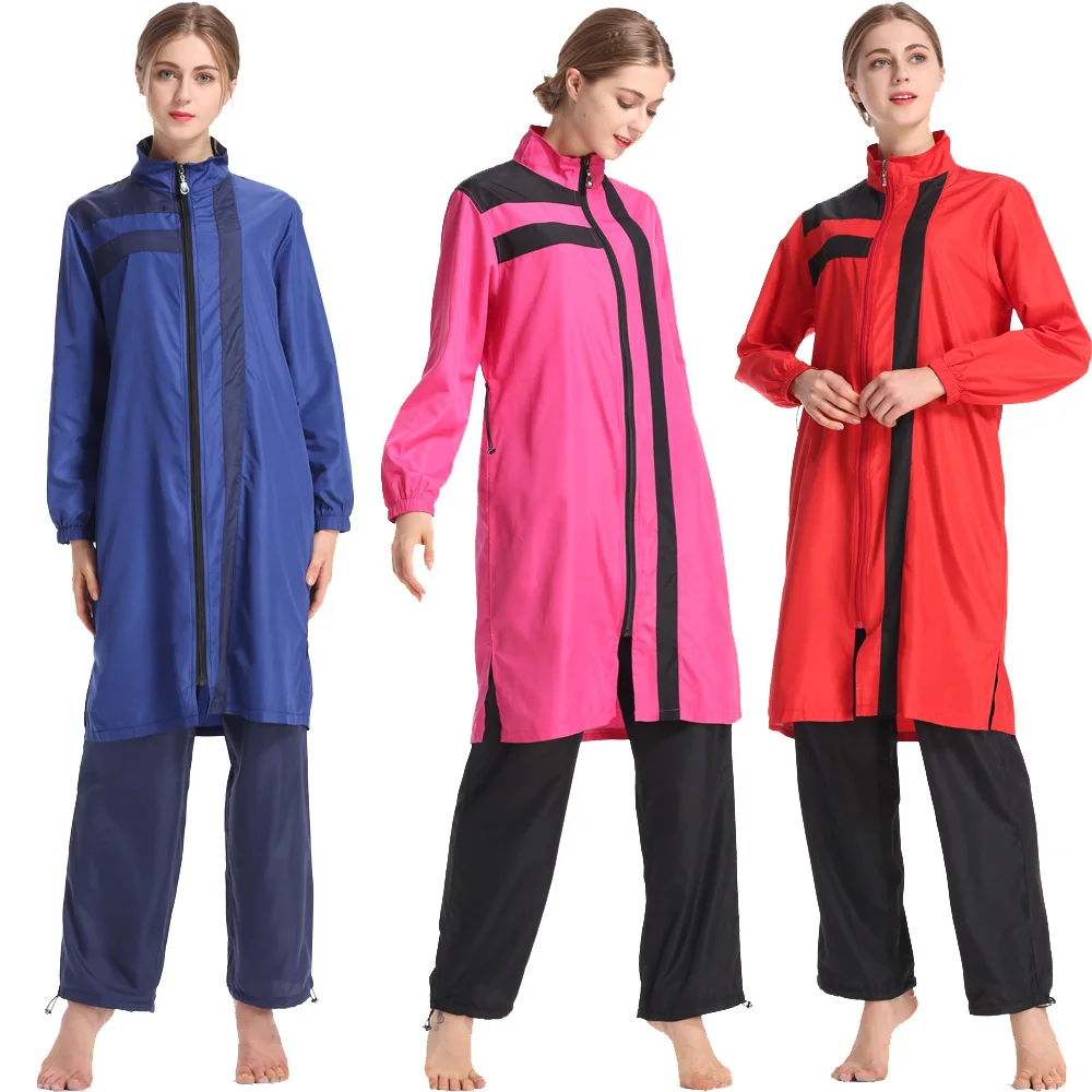 

Southeast Asian Hui Conservative Three Piece Sportswear Swimming Suit Four Beach Printed Sun Protection Long Sleeved Swimsuit