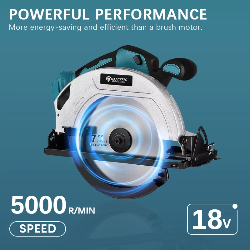 5000R/MIN 0-45 Degree Cordless Circular Saw Professional Woodworking Saw Brushless Motor Suitable Fit 18V Makita Battery 2