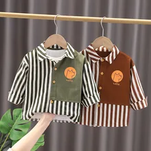 

Children's Clothing Jacket 2022 Spring and Autumn Boy's Shirt Baby Striped Shirt Children's Korean Version Top 1 2 3 4 Years