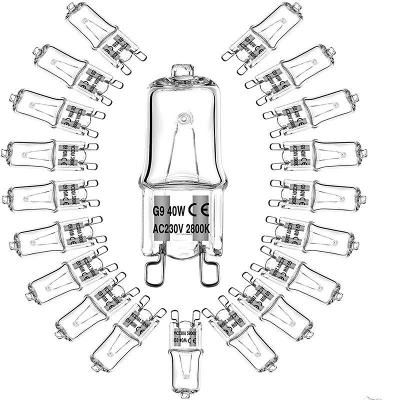 도매 10PCS G9 220V 20W 25W 40W 에코 할로겐 전구 캡슐 LED 램프 전구 삽입 비즈 크리스탈 램프 할로겐 전구
