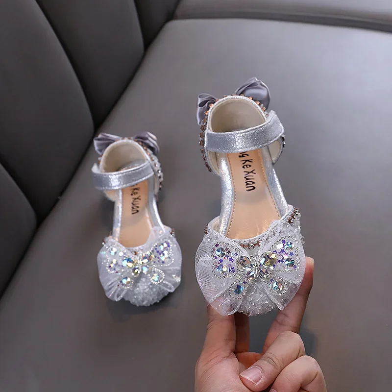 2024 New Kids Leather Shoe Sweet Chic Girl Princess Dress Flat Sandals Causal Versatile Children Fashion Walking Shoes Non-slip 2