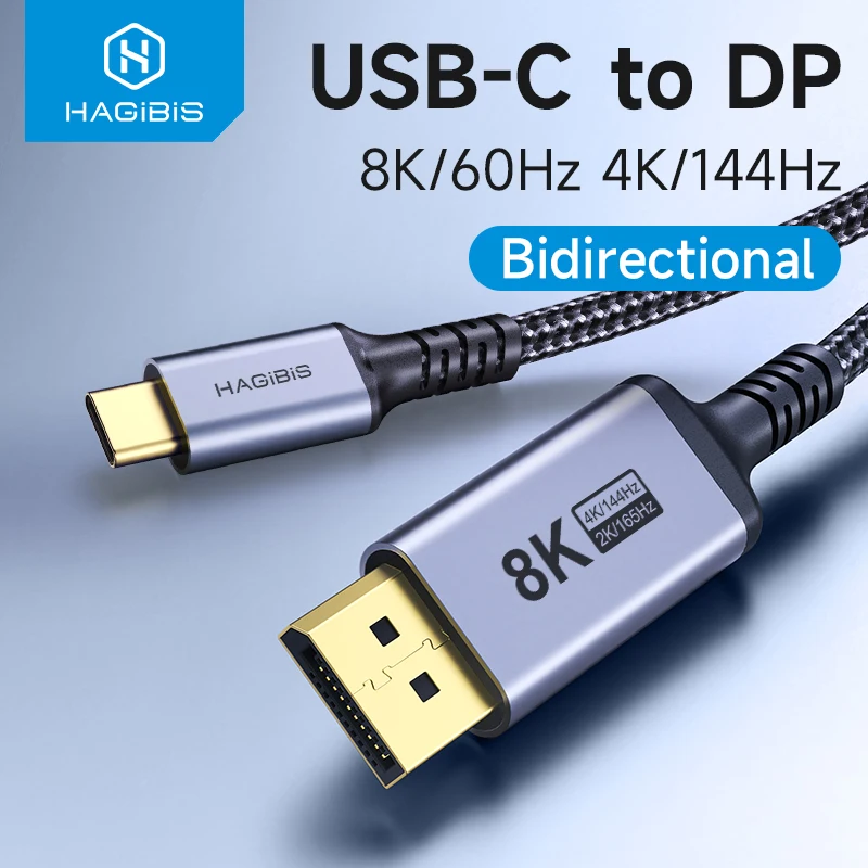 

Hagibis USB C to DisplayPort 1.4 Cable Thunderbolt 3/4 to 8K@60Hz 4K@144Hz DP Bidirectional 2K165Hz for MacBook Pro Air iMac XPS