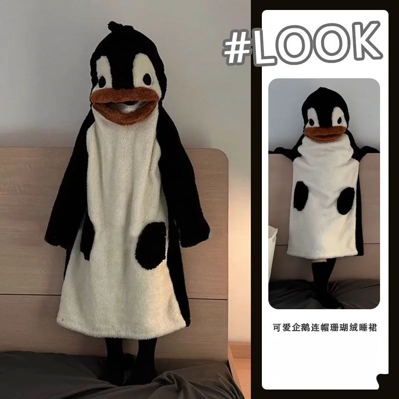 Adult Penguin Robes Onesies Pajamas Cartoon Pyjama Kigurumi Halloween Cosplay Costumes Sleepsuit Animal Sleepwear