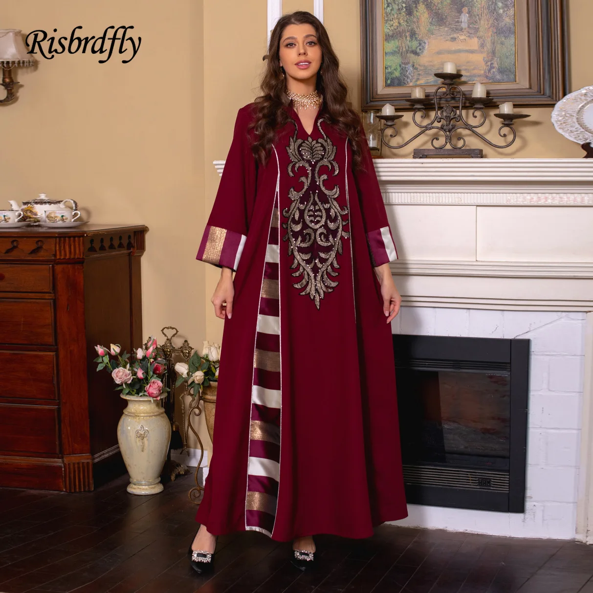 

Женское винтажное платье с цветочной вышивкой, контрастных цветов