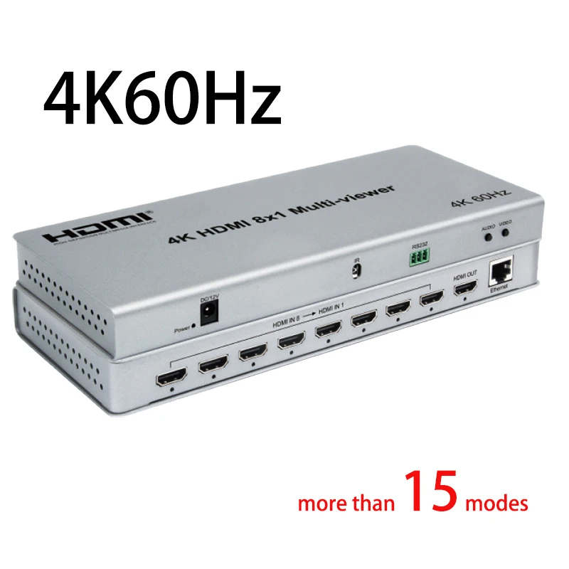 4K 60hz HDMI 8X1 멀티뷰어 8입력 1출력 심리스 스위치 2x1 4x1 6x1 8x1 2 3 4 6 8 멀티 비디오 신호를 1개의 TV 모니터에 표시
