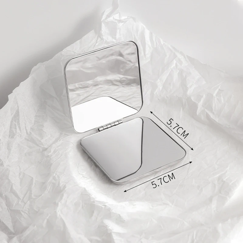 Ins Double-sided Make Up Mirror Stainless Steel Mini Makeup Mirror Folding Pocket Mirrors Girl Portable Home Decor Makeup