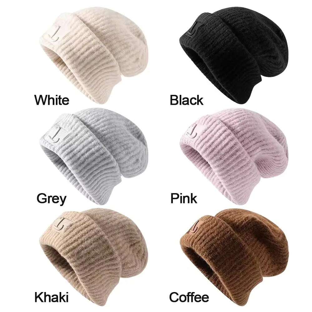 Winter Warm Knitted Cap Casual Solid Color Beanies Windproof Warm Hat Women's Fashion Ear Warmer Cap Hip-hop Bonnet
