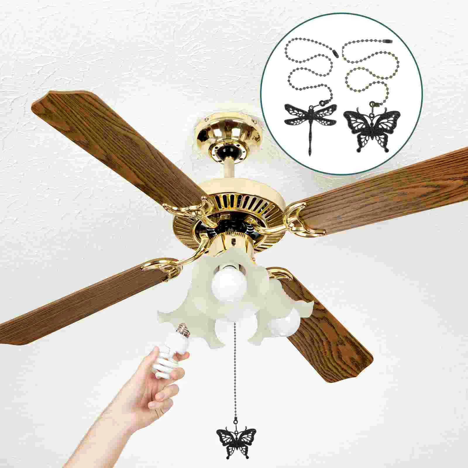 

2 Pcs Ceiling Fan Pull Chain Extender Pendant Fans Ornaments Bathroom Light Cord