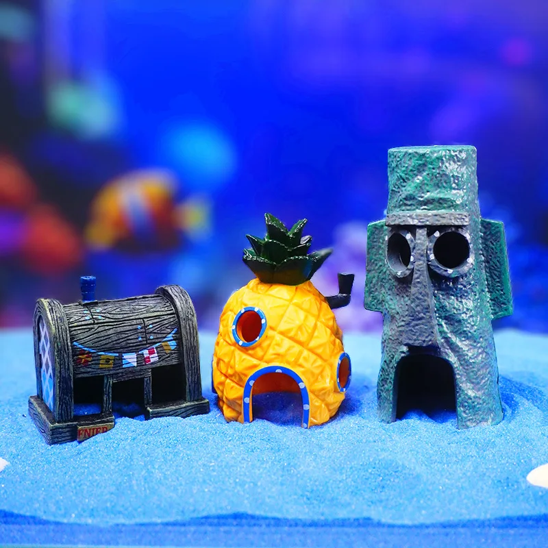 Fish Tank Ornaments Pineapple House Cartoon Crab Restaurant