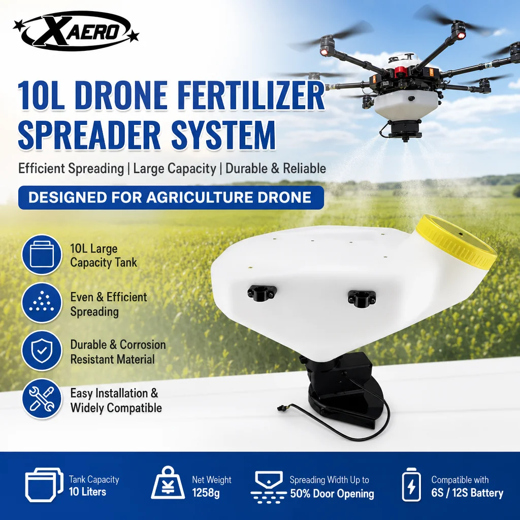 XAERO DIY 13L 13kg Partikelstreuer-System mit Sensor für Saatgut, Dünger, Fischköder und Granulate für Landwirtschaftliche UAVs