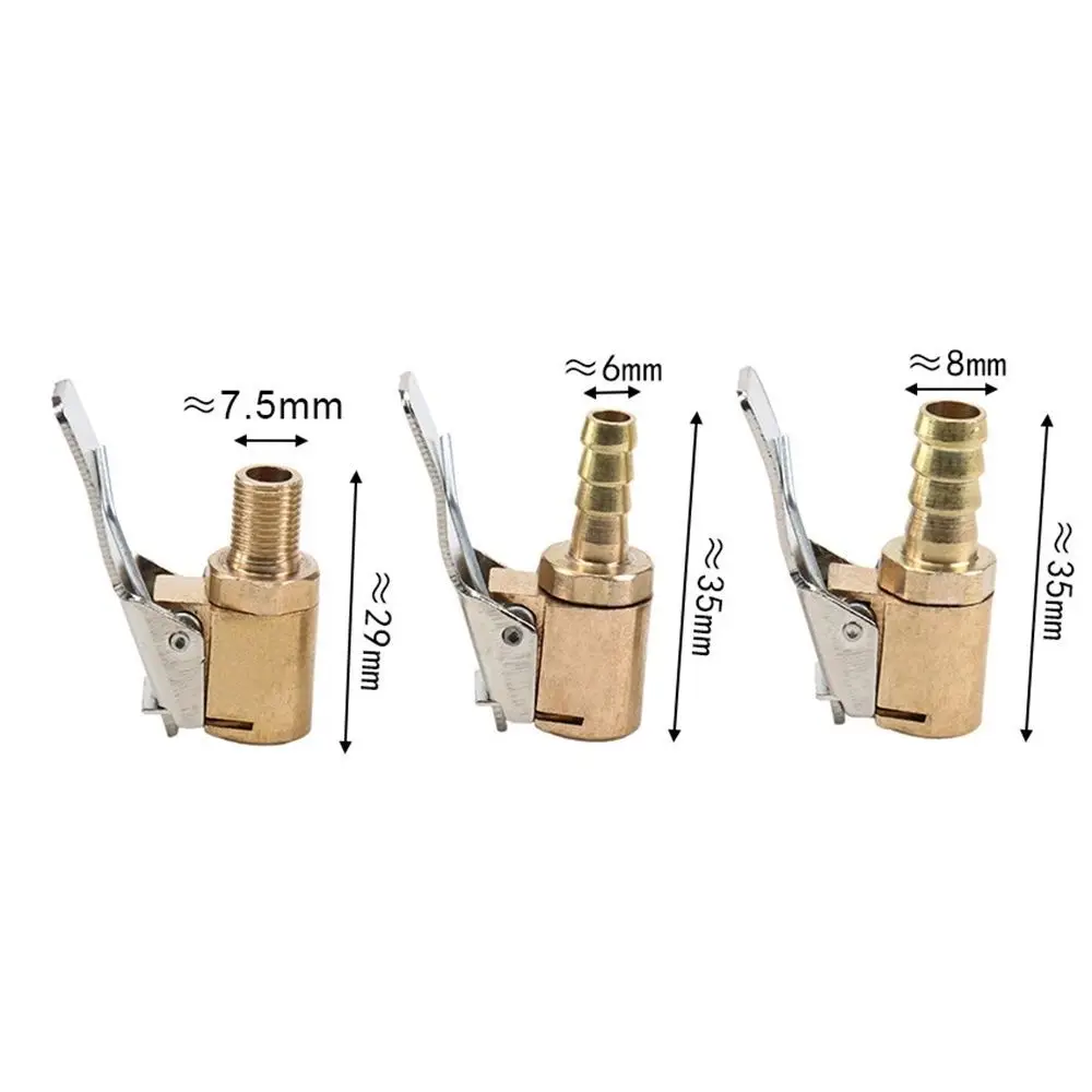 Car Tire Inflator Adapter Car Accessories For Compressor Car Auto Brass 8mm Tyre Wheel Tire Air Chuck Inflator Pump Valve Clip Clamp Connector Adapter