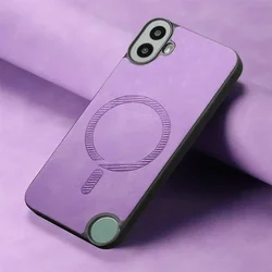 Luxury Leather Magnetic Case with Wireless Charging for Nothing Phone 3A (PURPLE)
